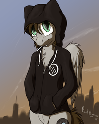 Size: 1920x2400 | Tagged: safe, artist:punk-pegasus, oc, oc only, oc:menzing, semi-anthro, clothes, hoodie, lollipop, solo