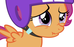 Size: 5000x3175 | Tagged: safe, artist:ex-machinart, scootaloo, pony, g4, sleepless in ponyville, crying, cute, cutealoo, daaaaaaaaaaaw, female, helmet, sad, scrunchy face, simple background, solo, teary eyes, transparent background, vector