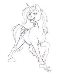 Size: 635x787 | Tagged: safe, artist:carnivorouscaribou, trixie, pony, unicorn, g4, female, mare, monochrome, sketch, solo, traditional art