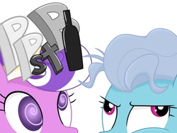Size: 2048x1536 | Tagged: safe, artist:ponies play spin the bottle, screw loose, screwball, g4, female, kissing, lesbian, teaser
