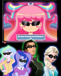 Size: 687x858 | Tagged: safe, princess celestia, princess luna, principal celestia, vice principal luna, equestria girls, g4, crossover, elsa, frozen (movie), giffany, gravity falls, kuvira, male, soos and the real girl, sunglasses, the legend of korra