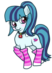 Size: 752x1063 | Tagged: safe, artist:moekonya, sonata dusk, pony, equestria girls, g4, my little pony equestria girls: rainbow rocks, clothes, equestria girls ponified, female, ponified, socknata, socks, solo