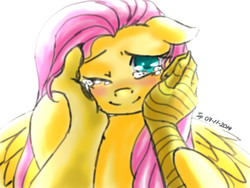 Size: 800x600 | Tagged: safe, artist:yami-sempai, discord, fluttershy, g4, 2014, comforting, crying, cute, female, male, offscreen character, pov, ship:discoshy, shipping, shyabetes, straight
