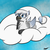 Size: 1024x1024 | Tagged: safe, artist:megajack, griffon, cloud, cute, drawthread, female, lying down, lying on a cloud, on a cloud, requested art, solo