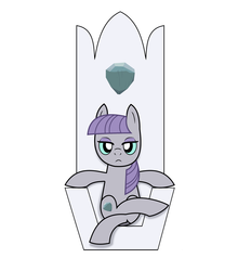 Size: 2448x2778 | Tagged: safe, artist:shrusxaiken, maud pie, earth pony, pony, g4, crossed legs, female, friendship throne, high res, simple background, sitting, solo, throne, white background