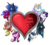 Size: 1000x909 | Tagged: safe, artist:moenkin, princess cadance, princess celestia, princess luna, queen chrysalis, rarity, shining armor, oc, g4, bust, heart, simple background, transparent background