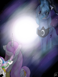 Size: 768x1024 | Tagged: safe, artist:shinkou-san, nightmare moon, princess celestia, princess luna, g4