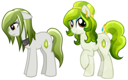 Size: 900x560 | Tagged: safe, artist:tambelon, oc, oc only, oc:peridot gleam, crystal pony, pony, female, happy, mare, raised hoof, sad, solo