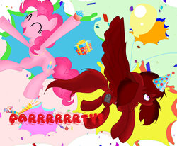 Size: 1700x1400 | Tagged: safe, artist:sakurafly101, pinkie pie, oc, g4, cupcake, hat, party, party hat, present