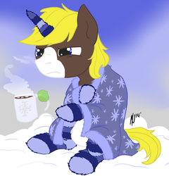 Size: 2000x2086 | Tagged: safe, artist:dombrus, oc, oc only, oc:socks, clothes, high res, horn, horn warmer, socks