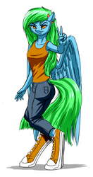 Size: 1004x1904 | Tagged: safe, artist:mykegreywolf, oc, oc only, oc:jade meteor, anthro, unguligrade anthro, armpits, converse, hoof shoes