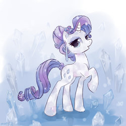 Size: 1280x1280 | Tagged: safe, artist:mapony240, rarity, crystal pony, pony, g4, female, raised hoof, solo