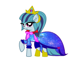 Size: 942x710 | Tagged: safe, artist:xxsactaviaxx, sonata dusk, earth pony, pony, g4, clothes, costume, dress, earth pony sonata dusk, equestria girls ponified, female, looking at you, mare, ponified, raised hoof, shoes, simple background, solo, white background