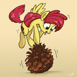 Size: 3000x3000 | Tagged: safe, artist:docwario, oc, oc only, oc:peppy pines, pegasus, pony, female, flying, high res, mare, pinecone, solo, tongue out