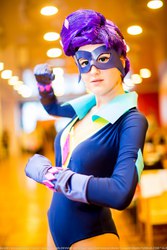 Size: 1067x1600 | Tagged: safe, radiance, rarity, human, rubronycon, g4, my little pony: friendship is magic, power ponies (episode), cosplay, irl, irl human, leotard, photo, power ponies