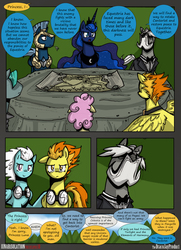 Size: 1950x2700 | Tagged: safe, artist:dracojayproduct, fleetfoot, princess luna, spitfire, oc, oc:reginald whitmane, pony, comic:lunar isolation, g4, comic