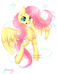 Size: 1557x2029 | Tagged: safe, artist:mrsremi, fluttershy, g4, chest fluff, female, simple background, smiling, solo, spread wings