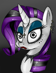 Size: 424x549 | Tagged: safe, artist:shrabby, rarity, g4, female, goth, mascara, solo, uncanny valley