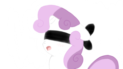 Size: 1371x771 | Tagged: safe, artist:fromamida, sweetie belle, g4, blindfold, female, solo