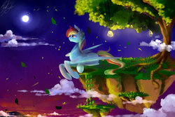 Size: 1500x1000 | Tagged: safe, artist:moeru789, rainbow dash, g4, female, floating island, solo