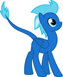 Size: 1186x1447 | Tagged: safe, artist:parclytaxel, oc, oc only, oc:blue streak, dracony, longma, original species, blank flank, male, raised tail, simple background, solo, surprised, svg, transparent background, vector