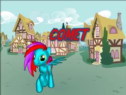 Size: 960x720 | Tagged: safe, oc, oc only, pegasus, pony, 3d, 3d pony creator, ponyville, raised hoof, smiling, solo, spread wings