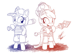 Size: 1200x885 | Tagged: safe, artist:fuzon-s, chirpy hooves, dinky hooves, pony, g4, baseball bat, bipedal, cape, clothes, cosplay, crown, earthbound, gradient lineart, happy, lucas, monochrome, mother 3, ness, quill, request, scepter, sketch, smiling