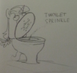 Size: 624x600 | Tagged: artist needed, safe, twilight sparkle, alicorn, original species, pony, toilet pony, g4, abomination, but why, female, mare, monochrome, needs more jpeg, pencil drawing, solo, species swap, toilet, toilet humor, toilet sparkle, traditional art, twilight sparkle (alicorn)