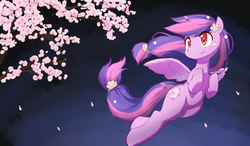 Size: 2300x1343 | Tagged: safe, artist:siagia, oc, oc only, oc:moonlight blossom, pegasus, pony, flower, solo, wallpaper