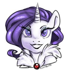 Size: 2158x2048 | Tagged: safe, artist:yukomaussi, rarity, pony, unicorn, g4, bust, clothes, eyeshadow, female, high res, lipstick, makeup, mare, simple background, smiling, solo, white background