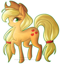 Size: 835x891 | Tagged: safe, artist:frostedpuffs, applejack, g4, female, raised hoof, smiling, solo