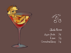 Size: 1000x750 | Tagged: safe, artist:wan, applejack, earth pony, pony, g4, alcohol, applejack (drink), appletini, cocktail, cup of pony, female, mare, micro, namesake, pun, recipe, solo, visual pun