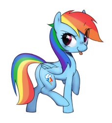 Size: 539x589 | Tagged: dead source, safe, artist:30clock, rainbow dash, pegasus, pony, g4, :p, butt, cute, dashabetes, eye clipping through hair, female, mare, plot, simple background, solo, tongue out, white background