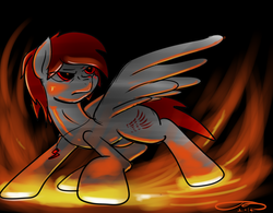 Size: 1024x800 | Tagged: safe, artist:digitaldomain123, artist:laptop-pone, oc, oc only, oc:crimson wing, digital art, fire, present