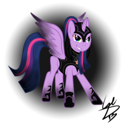 Size: 5000x5000 | Tagged: safe, artist:j3ryckz, twilight sparkle, alicorn, pony, g4, absurd resolution, armor, corrupted, female, mare, simple background, solo, transparent background, twilight sparkle (alicorn), tyrant sparkle