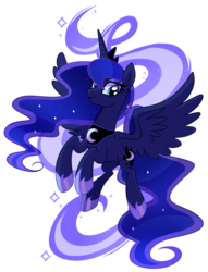 Size: 854x1118 | Tagged: safe, artist:pepooni, princess luna, alicorn, pony, g4, cute, female, flying, looking at you, lunabetes, simple background, smiling, solo, spread wings, transparent background