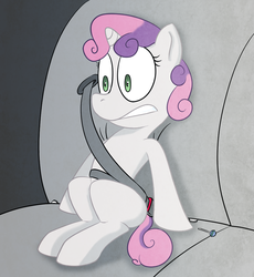 Size: 919x1000 | Tagged: safe, artist:lowkey, sweetie belle, g4, female, seatbelt, seatie belt, solo