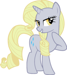 Size: 845x945 | Tagged: safe, artist:blah23z, edit, vector edit, derpy hooves, rarity, pony, unicorn, ponyar fusion, g4, female, fusion, mare, palette swap, recolor, simple background, solo, transparent background, vector