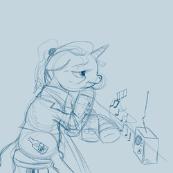 Size: 1024x1024 | Tagged: safe, artist:sourcherry, oc, oc only, fallout equestria, old, radio, sketch, wip