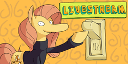 Size: 1800x900 | Tagged: safe, artist:docwario, fluttershy, g4, light switch, livestream