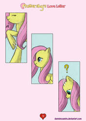 Size: 1200x1697 | Tagged: safe, artist:danteincognito, fluttershy, g4, comic, fluttershy's love letter, hearts and hooves day, looking down