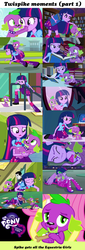 Size: 1399x4131 | Tagged: safe, edit, edited screencap, screencap, fluttershy, spike, twilight sparkle, dog, equestria girls, g4, collage, female, love, male, meme face, ship:twispike, shipping, spike gets all the equestria girls, spike gets all the mares, spike the dog, spikelove, straight, twilight sparkle (alicorn)