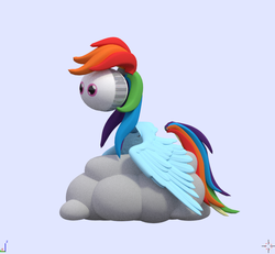 Size: 823x760 | Tagged: safe, artist:uncommented, rainbow dash, g4, 3d, cloud, missing pony, wat