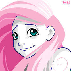 Size: 2000x2000 | Tagged: dead source, safe, artist:inkypsycho, fluttershy, human, equestria girls, g4, bust, female, high res, humanized, simple background, smiling, solo, white background