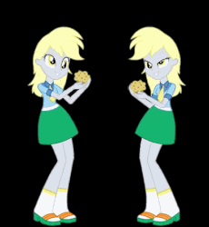 Size: 413x449 | Tagged: safe, edit, derpy hooves, equestria girls, g4, animated, black background, dancing, female, humanized, muffin, simple background