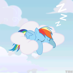 Size: 800x800 | Tagged: safe, artist:yunguy1, rainbow dash, pegasus, pony, g4, animated, cloud, cloudy, cute, dashabetes, eyes closed, female, gif, hooves, lying on a cloud, mare, on a cloud, prone, sky, sleeping, sleepydash, smiling, solo, wings, zzz