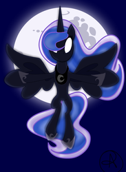 Size: 4000x5479 | Tagged: safe, artist:flora15275, princess luna, g4, female, glowing eyes, moon, solo