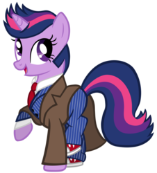 Size: 850x940 | Tagged: safe, artist:cloudy glow, twilight sparkle, g4, alternate clothes, blazer, clothes, david tennant, doctor who, necktie, overcoat, shirt, sideburns, simple background, tenth doctor, trailers