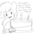 Size: 500x500 | Tagged: safe, artist:mt, applejack, pony, unicorn, g4, birthday cake, cake, candle, micro, monochrome, sketch, sleeping