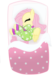 Size: 1536x2048 | Tagged: safe, artist:bratzoid, fluttershy, pegasus, pony, g4, bed, clothes, curled up, cute, female, fetal position, pajamas, shyabetes, sleeping, solo